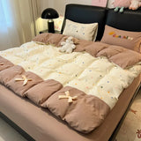 3/4Pcs Bedding Set Bed Sheets Full Set 100% Cotton Checkered Bow Pink Duvet Cover Cute Core Princess Bedding Four-Season