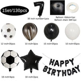 Popxstar  130Pcs Football Helium Foil Balloons Birthday Party Decorations Kids Boy 123456th Black Number Ball Soccer Party Globos Supplies