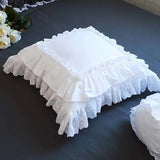 Euro Throw Pillow Case, 100% Cotton, Ruffle, Square Cushion Cases, Shabby Chic, Rustic, Vintage Decor, 18x18 inches