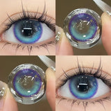 Popxstar 2Pieces Color Contact Lenses Bling Pupil Beauty Cosplay Color Circle Lens Yearly Galaxy Colour Contacts with Box