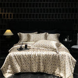 Natural Silk Bedlinens Bedding Set Nordic Flower Printed Duvet Cover Set Couple Double King Queen Size Soft Bed Sheet Pillowcase