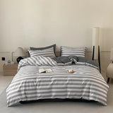 3pcs 100% Cotton Solid Color/two-color/striped/checkered Print Bedding, 1PC Duvet Cover 2PC Pillowcases Soft and Skin-friendly