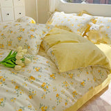 Comforter Botanical Flowers Garden Ultra Soft & Breathable 100%Nature Cotton Bedding Sets With Flat/Fitted Sheet 2 Pillowcases