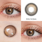 Popxstar 1 Pair 14mm Colored Contact Lenses For Eyes Fashion Natural Brown Lenses Small Beautiful Pupil with Myopia Degree Yearly Use