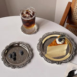 Popxstar Stainless Steel Plate Cake Tray Afternoon Tea Dessert Dish Jewelry Storage Tray Dessert Table Snack Dish Display Home Supplies