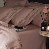 Popxstar  4Pcs Natural Lyocell Eucalyptus Fiber Soft Silky Bedding Set Luxury Embroidery Duvet Cover Bed Sheet/Fitted Sheet Pillowcases