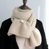 Popxstar Winter Knitting Wool Scarf Snap Fastener Thermal Neck Warmer Snood Cowl Tube Fleece Outdoor Scarf Thicken Windproof Neck Cover
