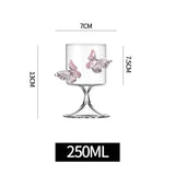 Popxstar Three-dimensional Butterfly Wine Glass Simple Round Glass Cup Creative Handmade Glass Wine Glasses  Champagne Cocktail Cup Gift