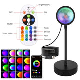 Popxstar USB LED Projector Night Lights RGB Sunset Atmosphere Night Lamp With Remote For Bedroom Broadcast Photography Background Decor