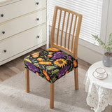 Flowers Print Chair Seat Covers Removable Washable Anti-Dust Stretch Spandex Dining Room Upholstered Chair Cushion Slipcover