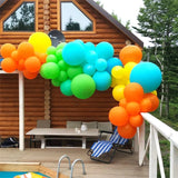 Popxstar 128Pcs Hot Pink Lime Green Slate Blue Orange Yellow Latex Rainbow Balloon Garland Arch Kit for Birthday Wedding Party Decoration