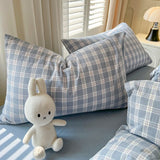 Popxstar New Lattice Duvet Cover Set with Sheet Pillowcases No Filling Warm Bed Linen Twin Full Queen Size Grid Home Bedding Set