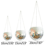 Popxstar 6 Colors Christmas Decor Disco Ball Planter Vase Wall Hanging Planter Pot Flower Pots Rope Hanging Flowerpot Balcony Home Decor