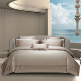 Popxstar  1400TC Egyptian Cotton Silky Luxury Wide Edge Embroidery Grey Bedding Set Duvet Cover Bed Sheet/Fitted Sheet Pillowcases 4Pcs