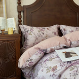 Popxstar  100% Cotton Bedding Set Ins Korean Floral 3D Printed Duvet Cover Bed Linen Flat Sheets Set 2 Pillowcases Twin Double Queen Size