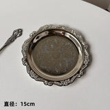 Popxstar Stainless Steel Plate Cake Tray Afternoon Tea Dessert Dish Jewelry Storage Tray Dessert Table Snack Dish Display Home Supplies