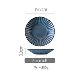 Popxstar  European Ceramic Tableware Set Blue Chrysanthemum Shape Rice Soup Bowl Dish Fruit Plate Creative Retro Kitchen Utensils