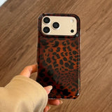 Ins Luxury Black Brown Leopard Print Magnetic Phone Case For iPhone 17 Pro Max 16 15 14 13 Shockproof Back Cover For Magsafe