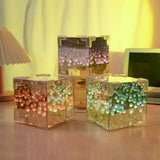 Popxstar 3D Cloud Tulip LED DIY Flower Sea Night Light Mirror Table Lamps Bedroom Ornaments Decoration Mirror Table Lamps Bedside Gift