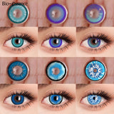 Popxstar  1 Pair Blue Cosplay Lenses Colored Contact Lenses for Eyes Anime Accessories Anime Lenses Colorcon Blue Lenses