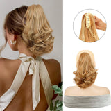 Popxstar Claw Ponytail Clip in Wavy Hair Extensions Short Curly Ponytail 12 Inch Natural Wave Hair Accessories for Women Girls Daily Use