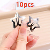 Popxstar 10/25/50/100/200pcs Y2K Silver Star Hair Clips for Girls Metal Snap Clip Hairpins Barrettes Hair Grip Jewel Hair Accessories