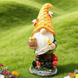 Popxstar  Solar Dwarf Garden Statue with Welcome Sign Whimsical Statue Featuring Sunflowers A Gift for Mom's Garden, Courtyard, or Lawn