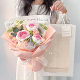Popxstar  Hand Knitted Flower Bouquets Graduation Flower Bouquet Crochet Flowers Bouquet Finished Flower Bouquet Graduation Ceremony Gifts