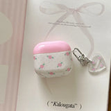 Pink Purple Blue Rose Flower Soft Headphone Protection Cover Case For Apple Airpods 1 2 3 4 Pro 2 Cases Coque Cute with Pendant