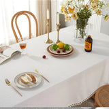 Popxstar Christmas Green Cotton Rectangle Tablecloth Tassel Washable Table Cover for Kitchen Dinning Picnic New Year Christmas Decoration