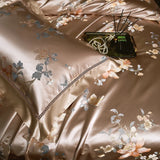 Popxstar  22 Momme Natural Mulberry Silk Luxury Bedding Set Yarn-dyed Jacquard Silk Cotton Duvet Cover Flat Sheet With Pillowcases 4Pcs