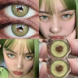 Popxstar  2Pcs Colored Contact Lenses Myopia Degree -0.00 to -8.00 Nature Blue Eyes Gray Makeup Soft Lens Green Eye Beauty Pupil