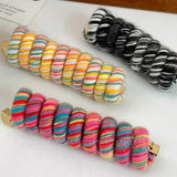 Popxstar New Korean Spiral Hair Ties High Elastic Telephone Cord Braid Hair Band Women Girls No Crease Ponytail Holder Hair Ropes