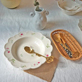 Popxstar  Ceramic Plate Household 8 Inch Flat Plate French Vintage Western Dish Flower Floret Porcelain China Tableware Baking