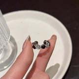 Popxstar New Y2K Kpop Lucky Star Ring Heart Adjustable Irregular Geometric Punk Retro Women Crystal Ring Set Fashion Girls Jewelry Gifts