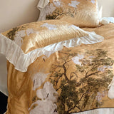 Popxstar  Luxury Gold Velvet Egyptian Cotton Patchwork Ruffles Vintage French Bedding Set Duvet Cover Flat/Fitted Bed Sheet Pillowcases