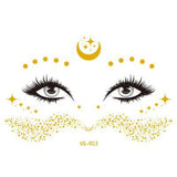 Popxstar Glitter Stickers Face Tattoo Flash Gold Temporary Metalic Tattoos Waterproof Makeup Decals for Girls Party Music Festival