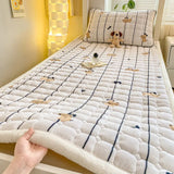 Popxstar Dormitory Single Thick Warm Bed Sheet Winter Milk Velvet Mattress Topper Double Bedspread Thin Bed Pad Mattress Cover Tatami Mat