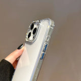 Popxstar  Metal Lens Diamond DIY Frame Transparent TPU Mobile Phone Back Cover Case for iPhone 11 12 13 14 15 16 Pro Max Soft Cover Fundas