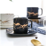 Popxstar  Marbling Matte Gold Products Series Japanese Style Black And White Cup And Saucer Case Tea Cup Glass Coffee Cup