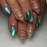 Popxstar  24pcs Leopard Print French Fake Nails Tips Yellow Short Oval False Nail Art Wearable Flower Almond Press on Nails Sets Finished