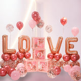 Popxstar 1Set Transparent Letter Balloon Box Letter Love Red Foil Balloons Happy Valentine’s Day Wedding Room Party Decorations