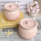 Popxstar  Cute Bear Ceramic Oil Bottle Seasoning Pot Spicy Salt Tank Kitchen Pepper Special bottle With Lid Spoon Kitchen Storage pot