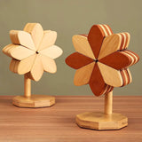 Popxstar  Wooden Windmill Kitchen Mat Creative Foldable Table Decoration and Accessories Heat Resistant Pad Household Coasters Placemats