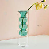Popxstar Double Wall Glass Vase Art Decorations Flower Plant Container Vase Home Decor Accessories Desktop Crafts Terrarium Decoration