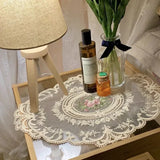 Popxstar Lace Embroidered Coasters Bow Decorative Table Mat Coffee Shop Drink Tea Coaster Vintage Flowers Cup Mat Kitchen Accessories