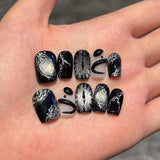 10Pcs Noble Purple Handmade Press on Nails Delicate Short Square Fake Nail Sweet Cool Y2k Diamond False Nails Cat Eye Nails Art