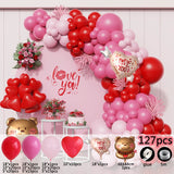 Popxstar 1set Valentines Day Red Love Bear Balloon Rose Red Pink Balloons Garland Valentines Day Home Decor Wedding Bbirthday Party Decor