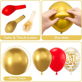 Popxstar  Red and gold balloon wreath set, 122 pieces 18 12 10 5 inch red and gold balloons with golden colorful confetti balloons, suitab