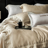 Popxstar  1000TC Egyptian Cotton Soft Silky Jacquard Embroidery Luxury Bedding Set Duvet Cover Flat/Fitted Bed Sheet Pillowcases 4Pcs